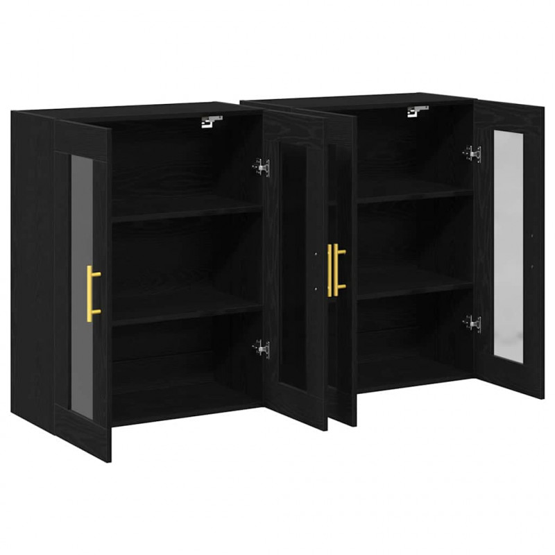 Szafki ścienne 2 pcs Czarny Dąb 69,5 x 34 x 90 cm