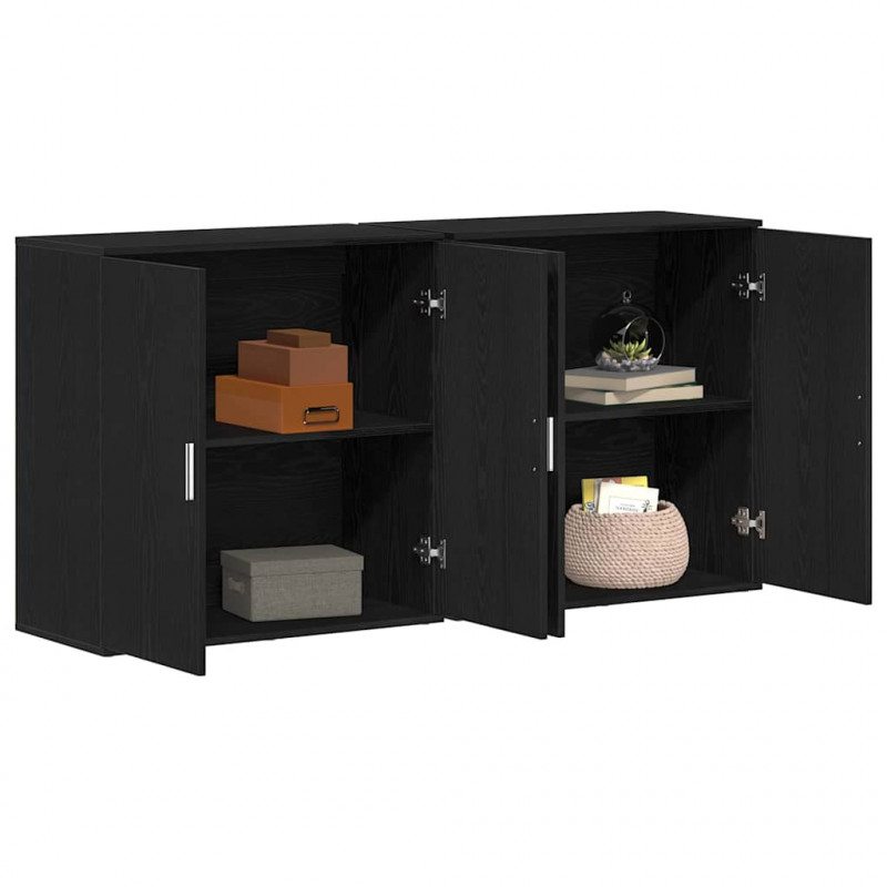 Bufet 2 pcs Czarny Dąb 79 x 38 x 80 cm Materiał drewnopochodny
