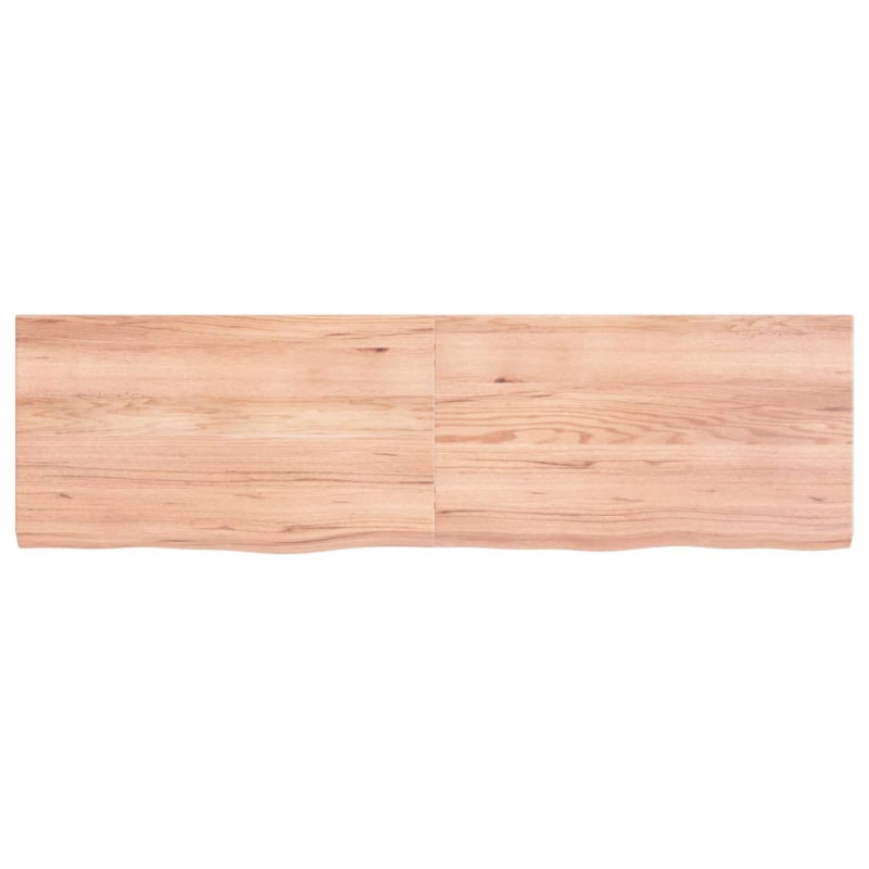 Półka, brązowa, 140x40x(2-4) cm, lakierowane lite drewno dębowe