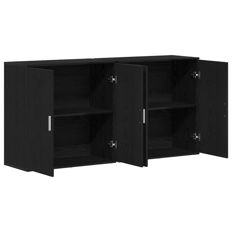 Bufet 2 pcs Czarny Dąb 79 x 38 x 80 cm Materiał drewnopochodny