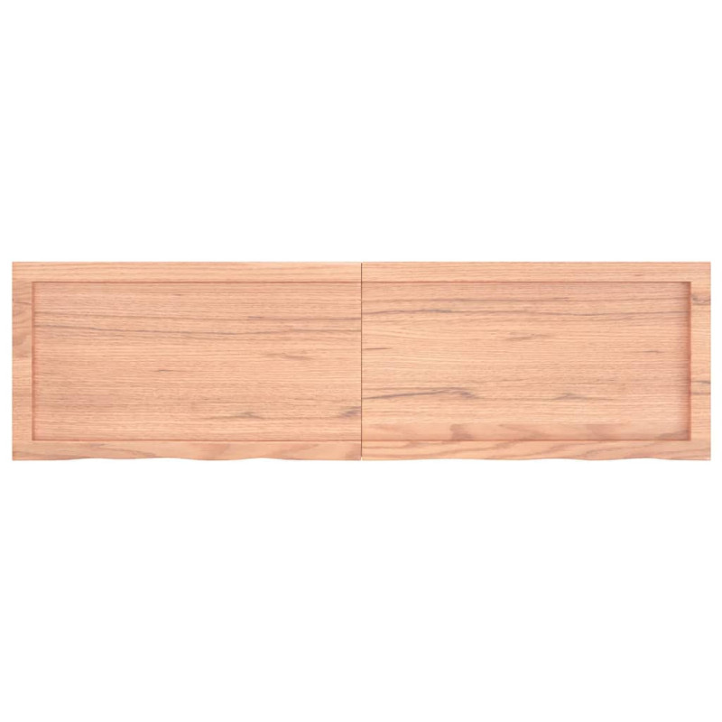 Półka, brązowa, 140x40x(2-4) cm, lakierowane lite drewno dębowe