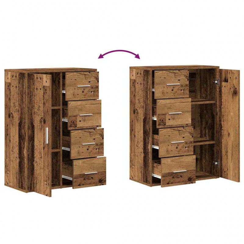 Bufet z szufladą 2 pcs Stare drewno 60 x 31 x 84 cm