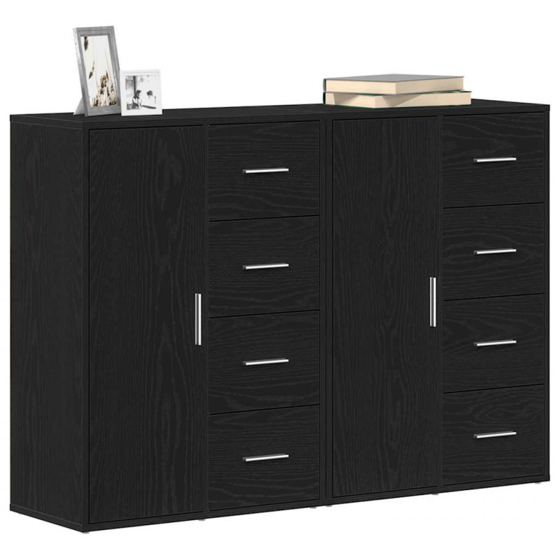 Bufet 2 pcs Czarny Dąb 60 x 31 x 84 cm Materiał drewnopochodny