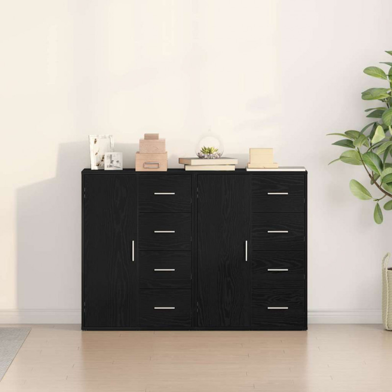 Bufet 2 pcs Czarny Dąb 60 x 31 x 84 cm Materiał drewnopochodny
