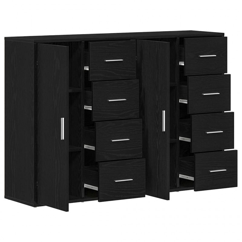 Bufet 2 pcs Czarny Dąb 60 x 31 x 84 cm Materiał drewnopochodny