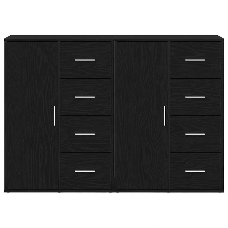 Bufet 2 pcs Czarny Dąb 60 x 31 x 84 cm Materiał drewnopochodny