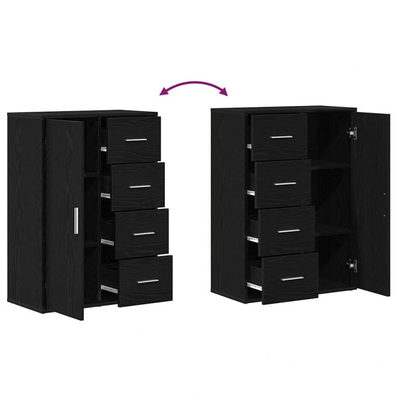 Bufet 2 pcs Czarny Dąb 60 x 31 x 84 cm Materiał drewnopochodny