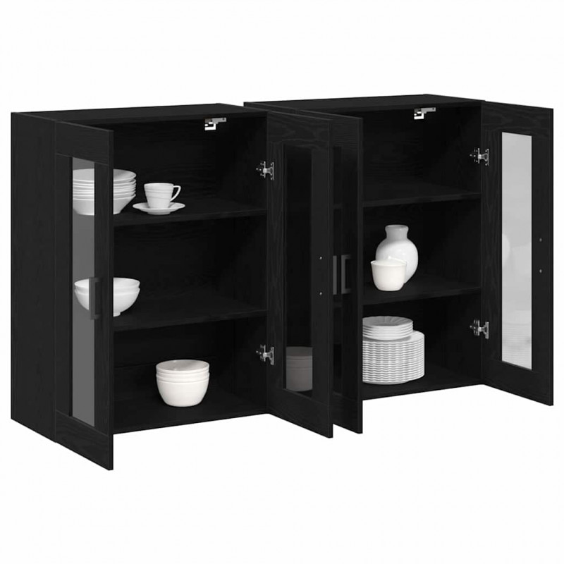 Szafki ścienne 2 pcs Czarny Dąb 69,5 x 34 x 90 cm