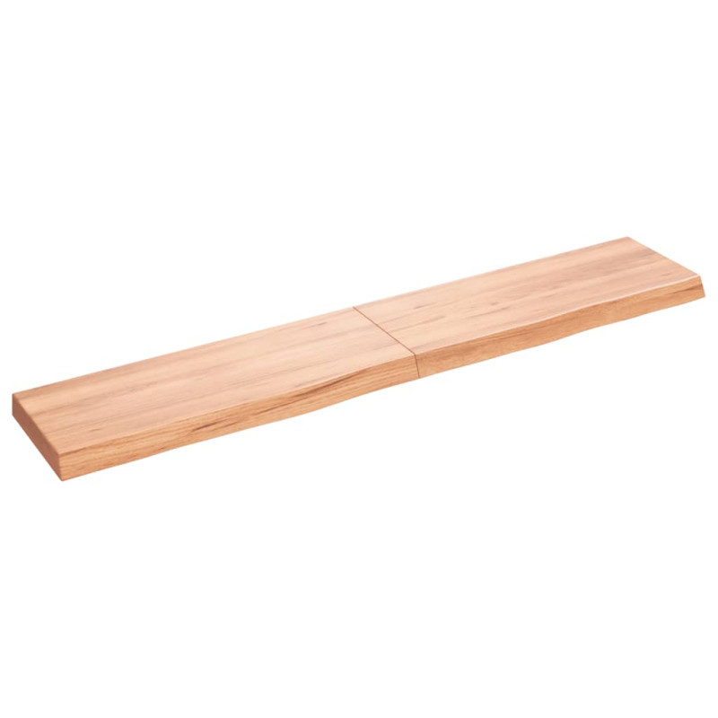 Półka, brązowa, 160x30x(2-6) cm, lakierowane lite drewno dębowe