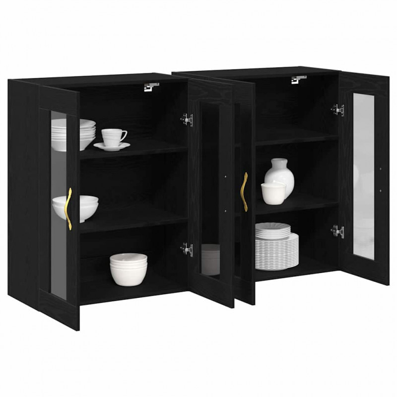 Szafki ścienne 2 pcs Czarny Dąb 69,5 x 34 x 90 cm