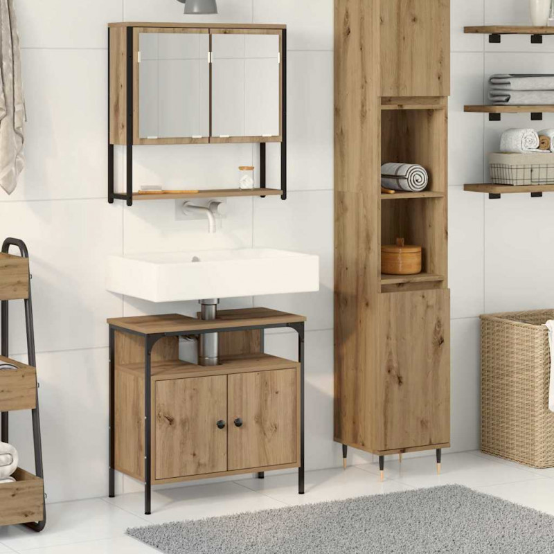 Zestaw mebli łazienkowych 2 pcs Brązowy Materiał drewnopochodny