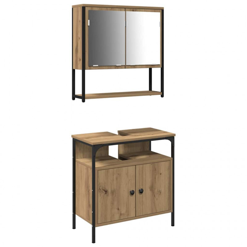 Zestaw mebli łazienkowych 2 pcs Brązowy Materiał drewnopochodny