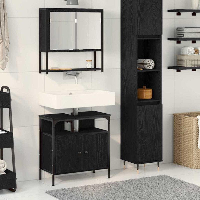 Zestaw mebli łazienkowych 2 pcs Czarny Materiał drewnopochodny