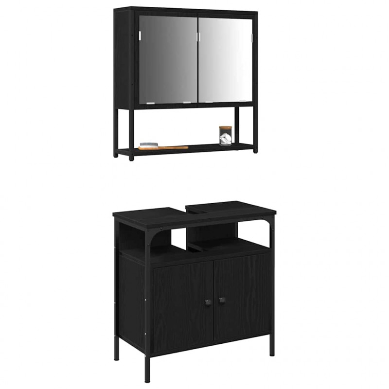 Zestaw mebli łazienkowych 2 pcs Czarny Materiał drewnopochodny