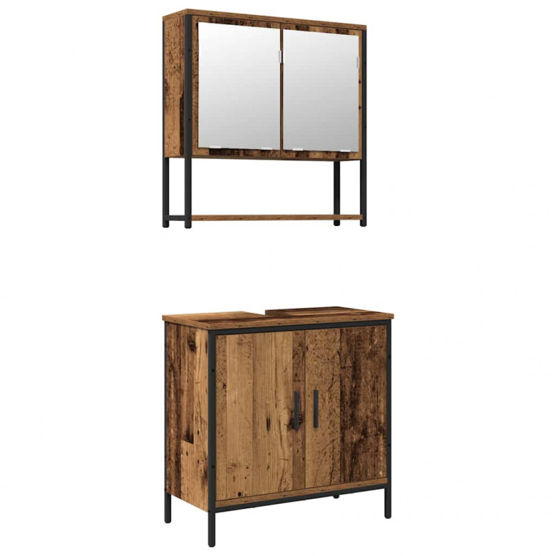 Zestaw mebli łazienkowych 2 pcs Brązowy Materiał drewnopochodny