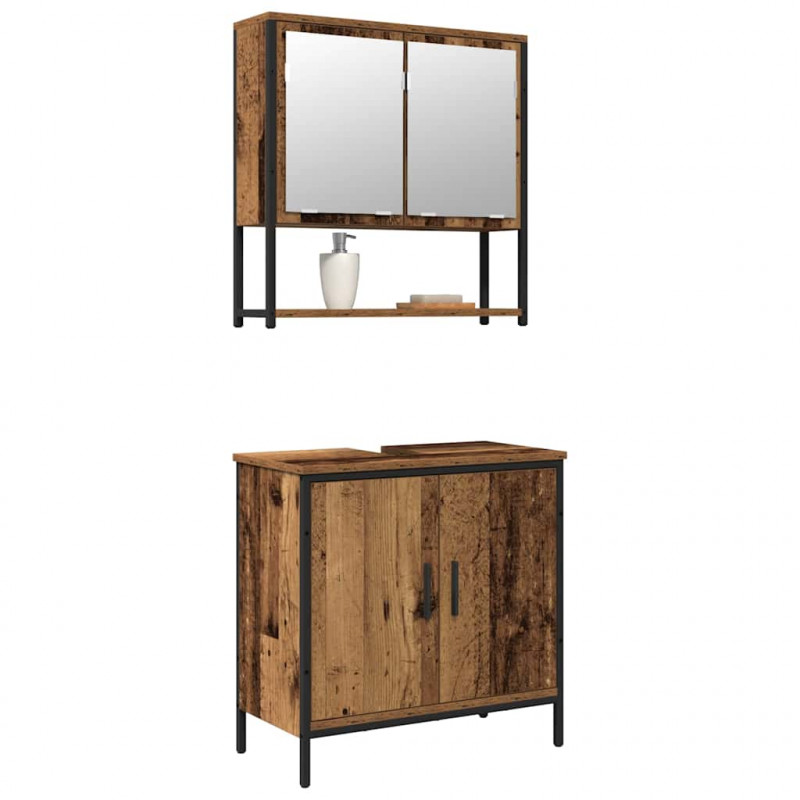 Zestaw mebli łazienkowych 2 pcs Brązowy Materiał drewnopochodny