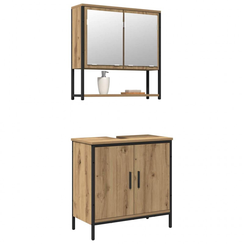 Zestaw mebli łazienkowych 2 pcs Brązowy Materiał drewnopochodny