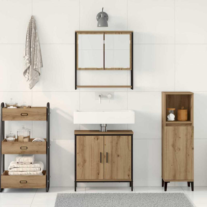 Zestaw mebli łazienkowych 2 pcs Brązowy Materiał drewnopochodny