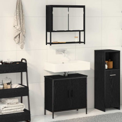 Zestaw mebli łazienkowych 2 pcs Czarny Materiał drewnopochodny