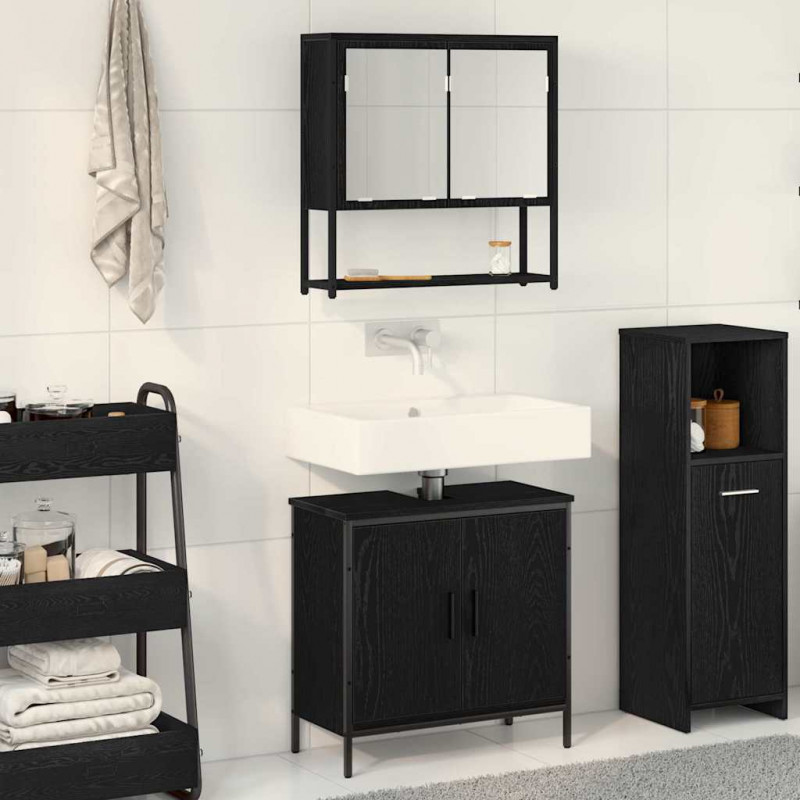 Zestaw mebli łazienkowych 2 pcs Czarny Materiał drewnopochodny