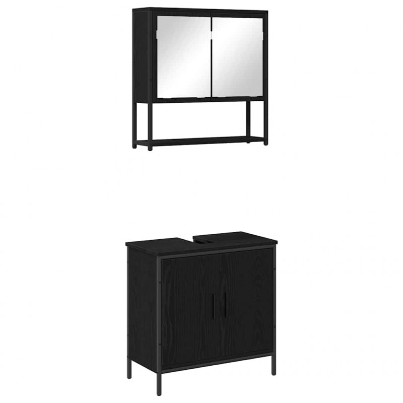 Zestaw mebli łazienkowych 2 pcs Czarny Materiał drewnopochodny