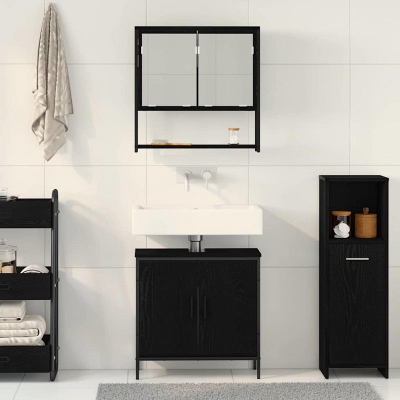 Zestaw mebli łazienkowych 2 pcs Czarny Materiał drewnopochodny