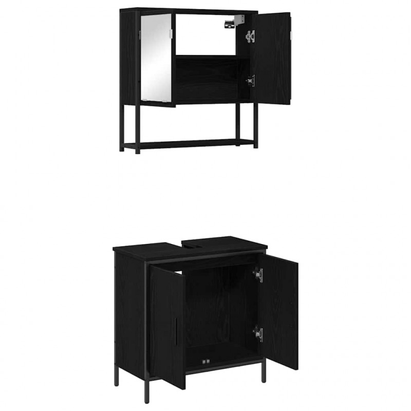 Zestaw mebli łazienkowych 2 pcs Czarny Materiał drewnopochodny