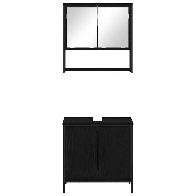 Zestaw mebli łazienkowych 2 pcs Czarny Materiał drewnopochodny