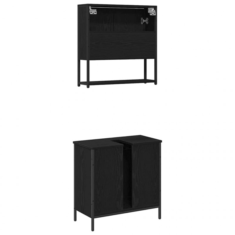 Zestaw mebli łazienkowych 2 pcs Czarny Materiał drewnopochodny