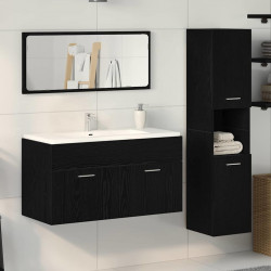 Zestaw mebli łazienkowych Montowane na ścianie 3 pcs Czarny Dąb