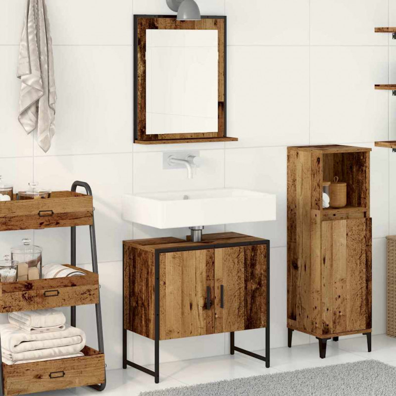 Zestaw mebli łazienkowych 2 pcs Brązowy Materiał drewnopochodny