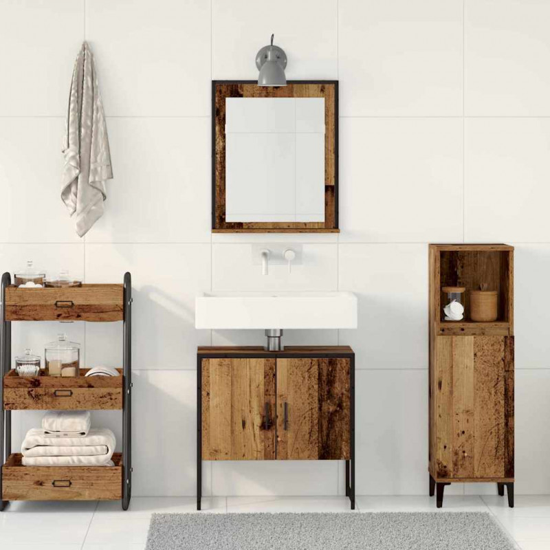 Zestaw mebli łazienkowych 2 pcs Brązowy Materiał drewnopochodny