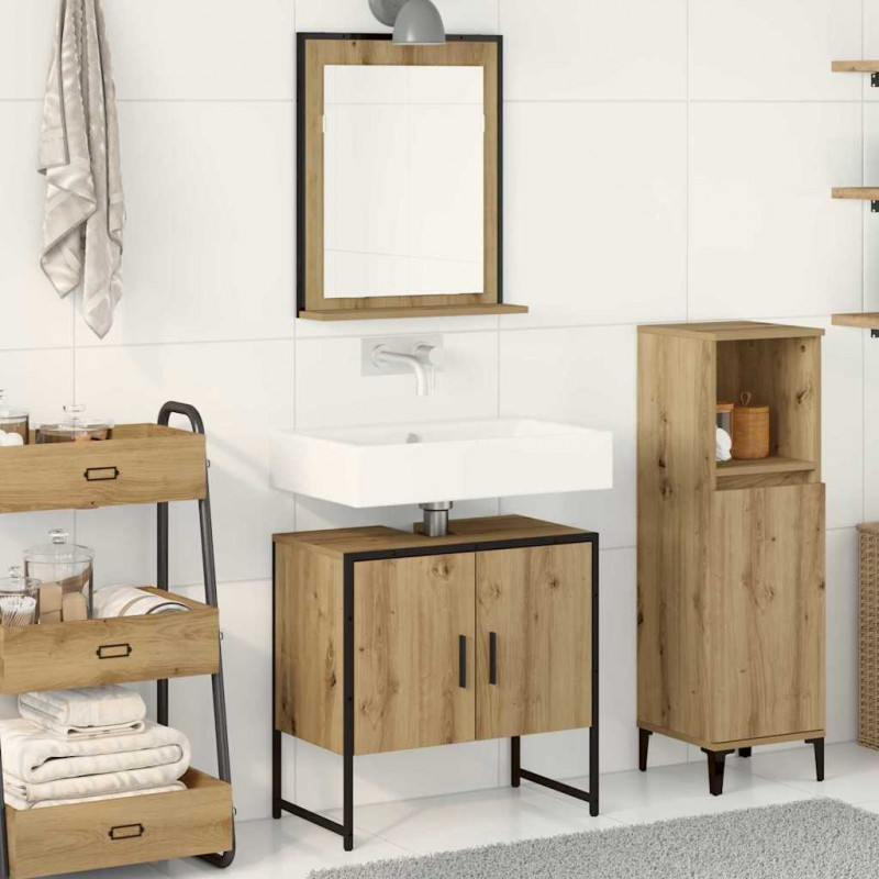 Zestaw mebli łazienkowych 2 pcs Brązowy Materiał drewnopochodny