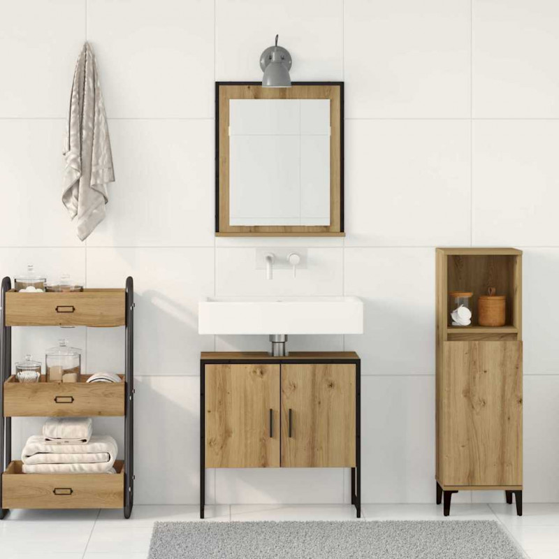 Zestaw mebli łazienkowych 2 pcs Brązowy Materiał drewnopochodny
