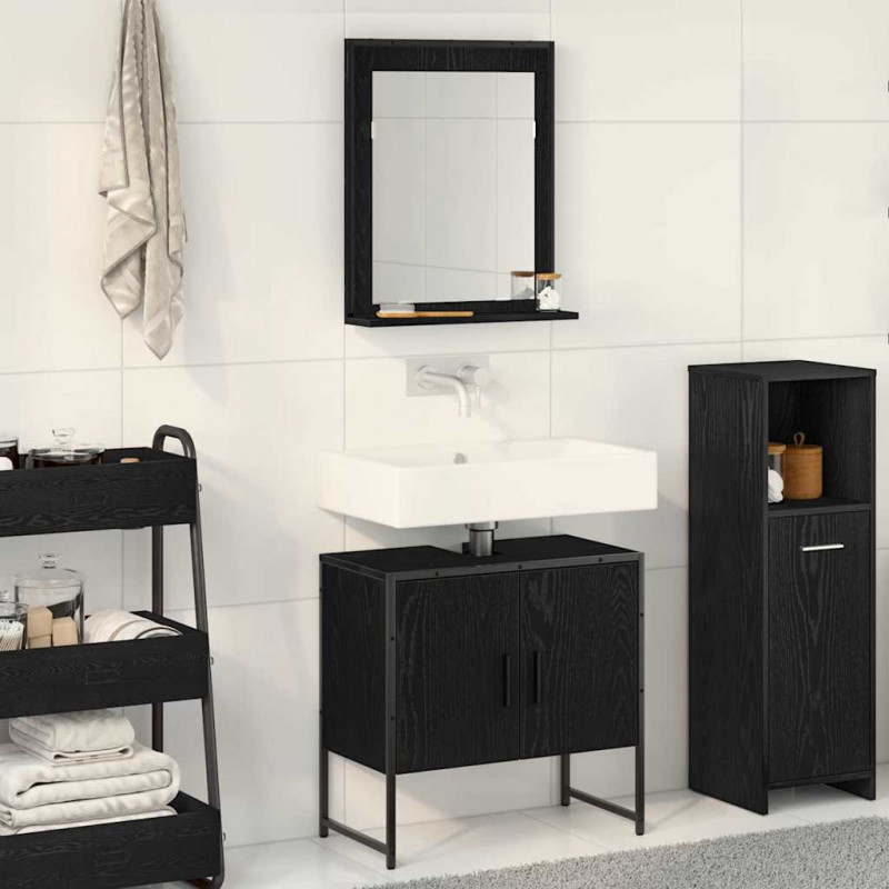 Zestaw mebli łazienkowych 2 pcs Czarny Materiał drewnopochodny