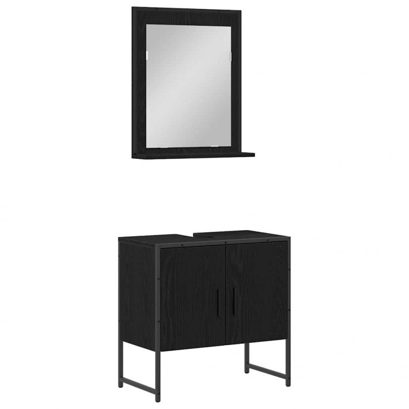 Zestaw mebli łazienkowych 2 pcs Czarny Materiał drewnopochodny