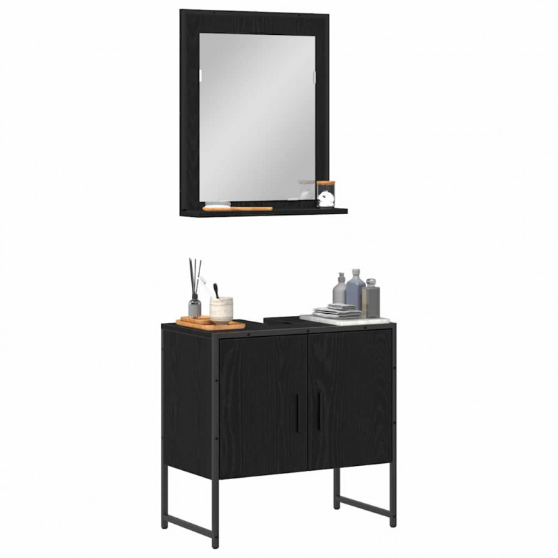 Zestaw mebli łazienkowych 2 pcs Czarny Materiał drewnopochodny