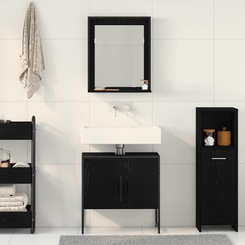 Zestaw mebli łazienkowych 2 pcs Czarny Materiał drewnopochodny