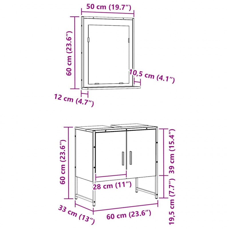 Zestaw mebli łazienkowych 2 pcs Czarny Materiał drewnopochodny