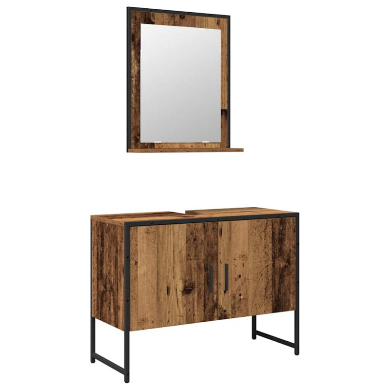 Zestaw mebli łazienkowych 2 pcs Brązowy Materiał drewnopochodny