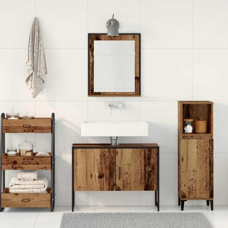 Zestaw mebli łazienkowych 2 pcs Brązowy Materiał drewnopochodny