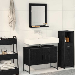 Zestaw mebli łazienkowych 2 pcs Czarny Materiał drewnopochodny