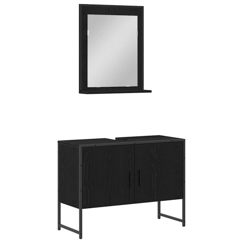 Zestaw mebli łazienkowych 2 pcs Czarny Materiał drewnopochodny