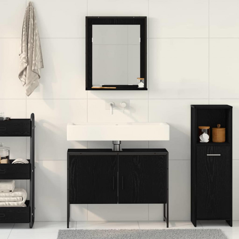 Zestaw mebli łazienkowych 2 pcs Czarny Materiał drewnopochodny