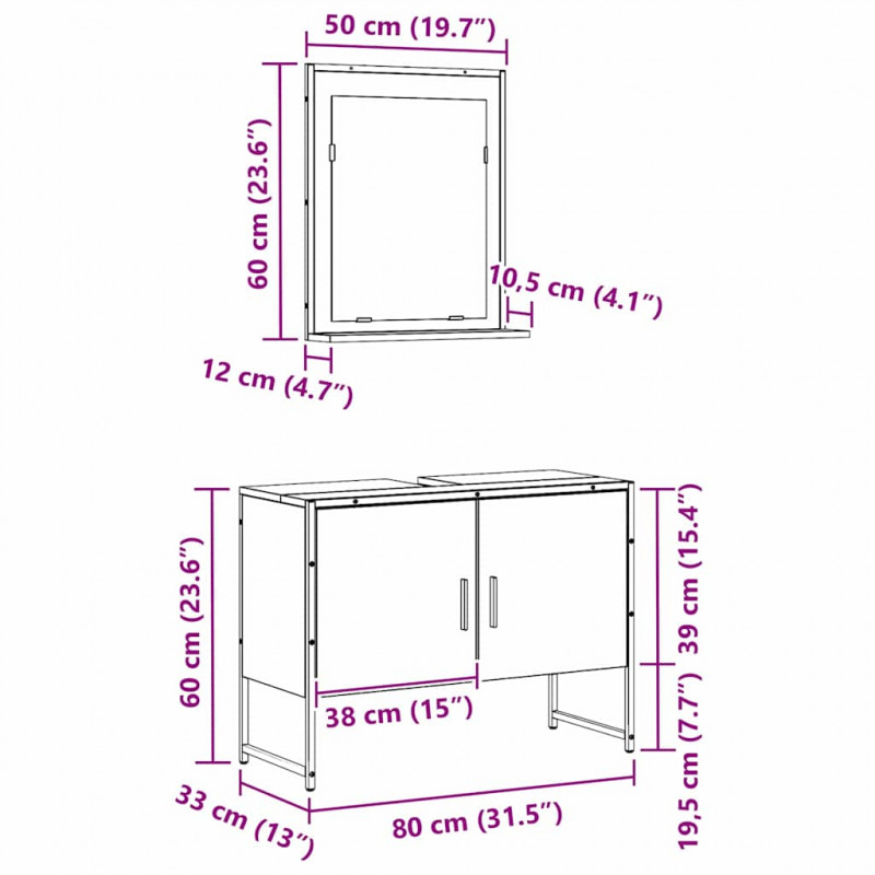 Zestaw mebli łazienkowych 2 pcs Czarny Materiał drewnopochodny