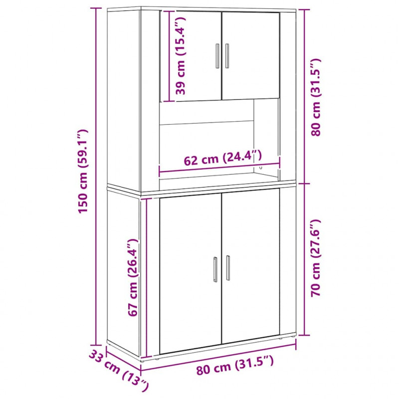 Highboard Dąb rzemieślniczy 80 x 33 x 150 cm