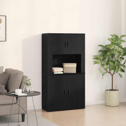 Highboard Czarny Dąb 80 x 33 x 150 cm Materiał drewnopochodny