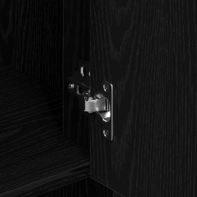 Highboard Czarny Dąb 80 x 33 x 150 cm Materiał drewnopochodny