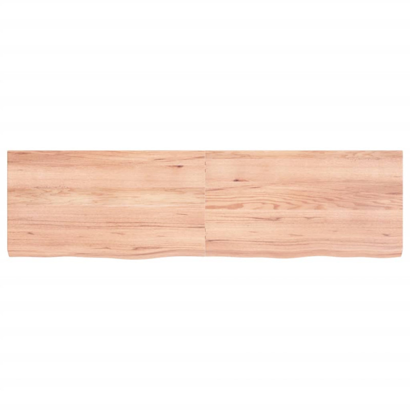 Półka, brązowa, 180x50x(2-6) cm, lakierowane lite drewno dębowe