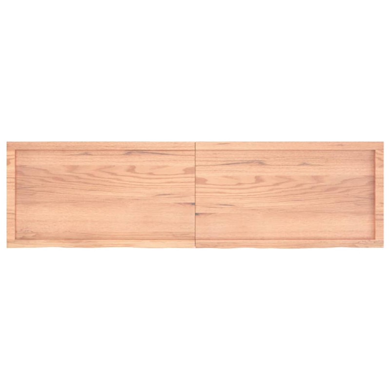 Półka, brązowa, 180x50x(2-6) cm, lakierowane lite drewno dębowe